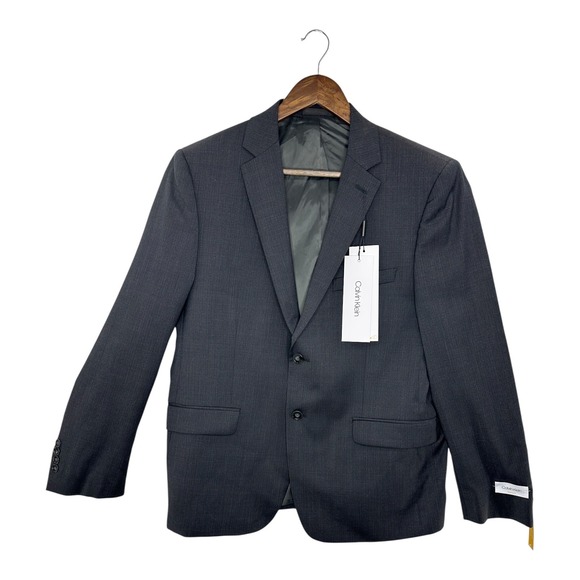 Calvin Klein Mens Slim Fit Stretch Suit Jacket Blazer Size 44 Short Gray